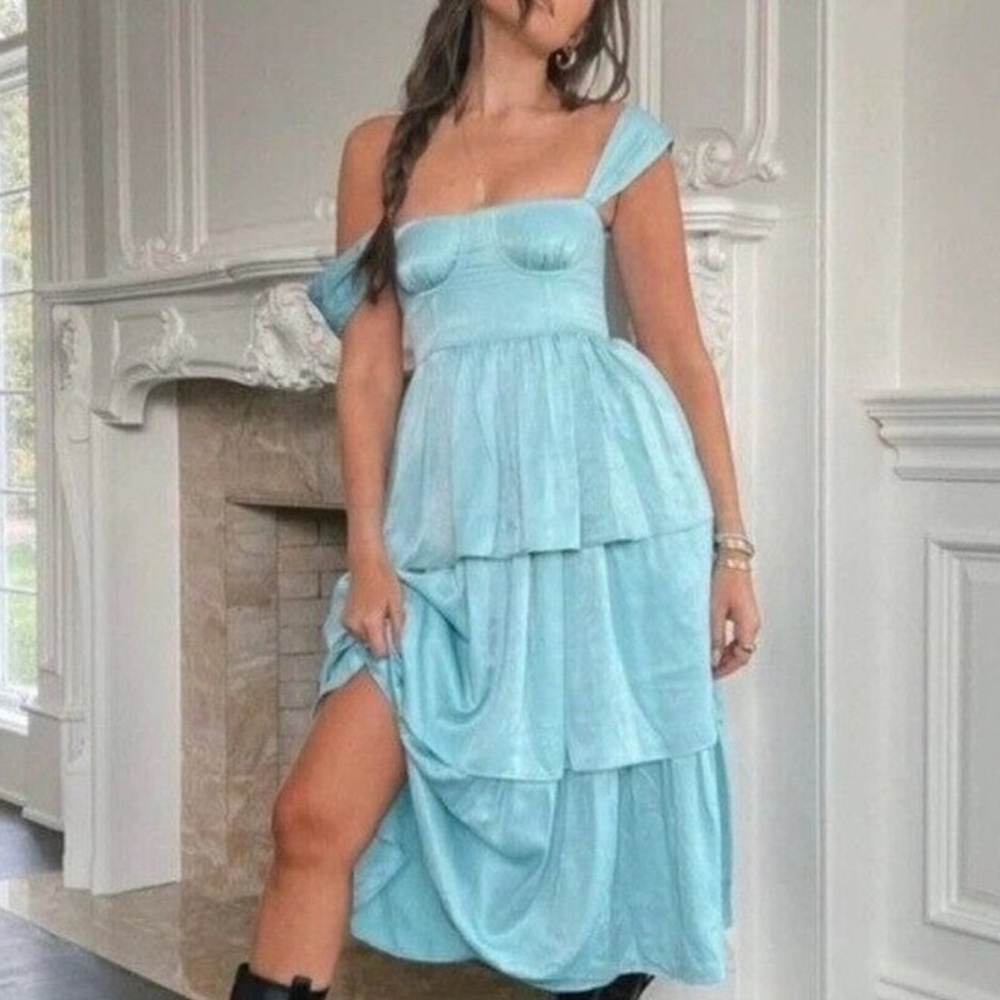 Brand New (NWT) WeWoreWhat Corset Tiered Midi Dress - Picture 6 of 11